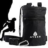 Premium Quality Two Zippered Pockets Chalk Bag for Rock Climbing, Weightlifting, Bouldering & Gymnastics with Adjustable Belt & Carabiner