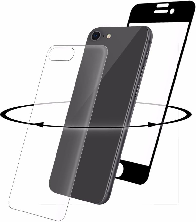EIGER iPhone 8 Premium Tempered Curved Glass Screen Protector 360 Degrees, Front and Back Glass (Japanese Asahi Glass) with Cleaning Kit, Black/Clear