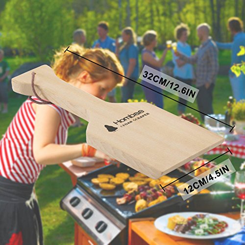 Hombae Wooden Grill Scraper – Wood BBQ Grill Scraper Cleaner, Wooden Scraper for Cleaning Grill, Cleans Top and between Barbeque Grates, Use to Oil & Clean Barbeque, 100% Premium Wood