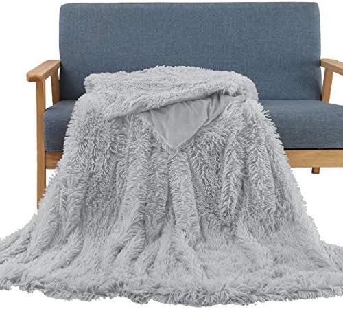 Soffte Cloud Super Soft Long Shaggy Warm Plush Fannel Blanket Throw Qulit Cozy Couch Blanket for Winter Throw Grey(51"x63")