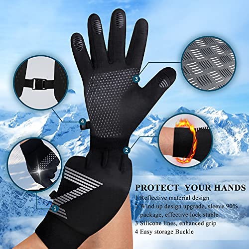FaAmour Winter Gloves Touchscreen Gloves for Cold Weather, Men Women Gloves for Cycling Running Working Driving Hiking Fishing, Warm Thermal Soft Lining Elastic Cuff Anti-Slip