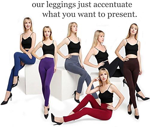 Fleece Lined Leggings Thick Brushed Ultra Soft Premium Warm High Waist Elastic and Slimming Tights For Women (3 or 6 Pack)