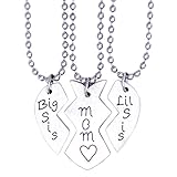 O.RIYA Mother Daughter Necklace Gift Set , Big Sis Lil Sis Mom Jewelry Necklace Stainless Steel (Grey)