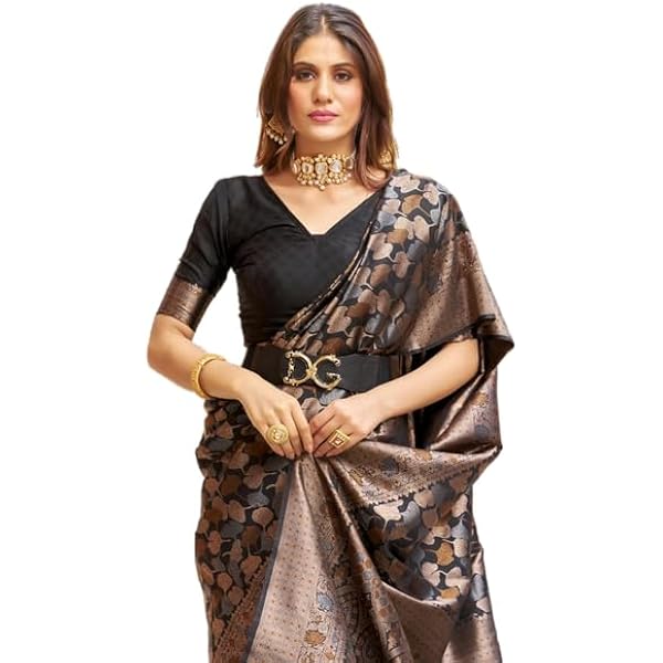 Sari De Soie Rangoli CRAFTSTRIBE - Rose Avec Code Doré, Livré Avec Chemisier Non Cousu, Pour Mariage Et Fêtes