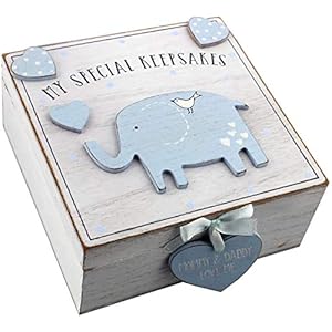 Oaktree Gifts Baby Boy Wooden Memories Keepsake Box Vintage Style