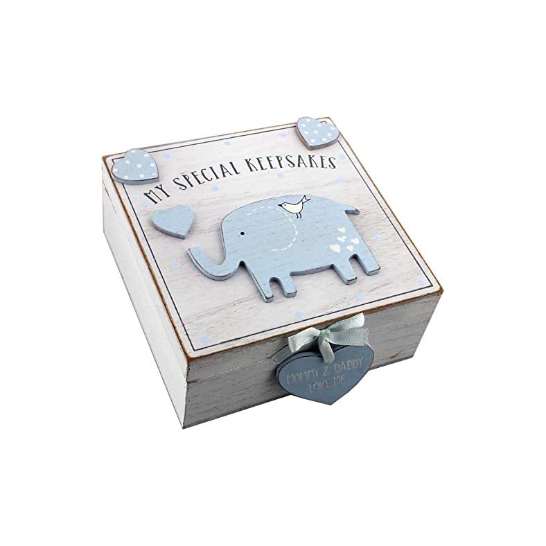 Oaktree Gifts Baby Boy Wooden Memories Keepsake Box Vintage Style
