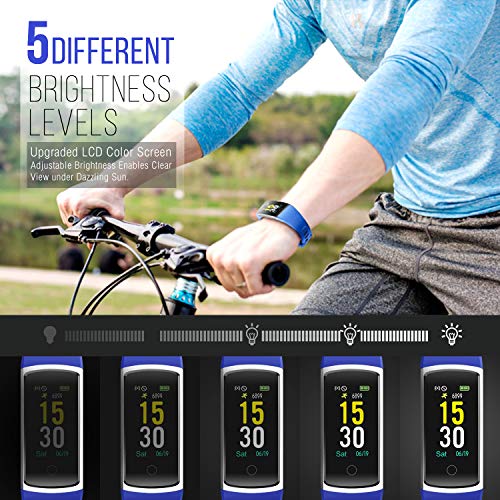 FITFORT Fitness Tracker with Blood Pressure HR Monitor - 2019 Upgraded Activity Tracker Watch with Heart Rate Color Monitor IP68 Pedometer Calorie Counter and 14 Sports Tracking for Women Kids Men