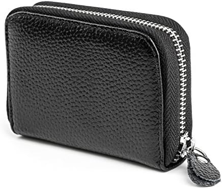 Genuine Leather Womens Wallets, Slim Accordion Zipper Credit Card Case Holder