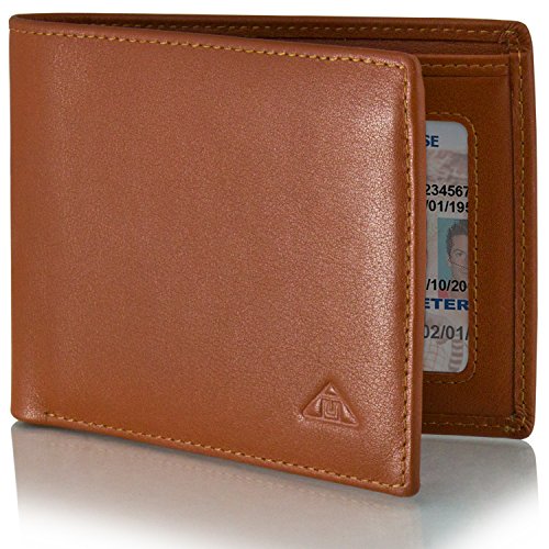 Motion Trend Men's RFID Wallet - Leather RFID Blocking Wallet Slim Brown