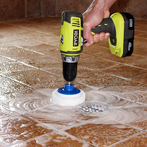 RotoScrub Bathroom Cleaning Scrub Pads + Corners and Edges Brush - Drill Accessory Combo Kit