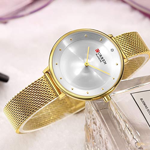 Womens Watches,Goddess's Gift,WoCoo Waterproof Quartz Matte Dial Watch Ultra Thin Stainless Steel Mesh Band Wristwatch（D，Womens Watches for CURREN ） - Thumbnail 4