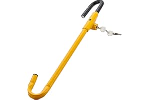 iMonse Steering Wheel Lock Anti-Theft Car Device, Steering Wheel Pedal Brake Lock Retractable Hook Car Security Products Universal Fit(Yellow)