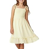 WELAKEN Girls Summer Dress A-Line Spaghetti Strap Open Back Twirl Sundress for Kids