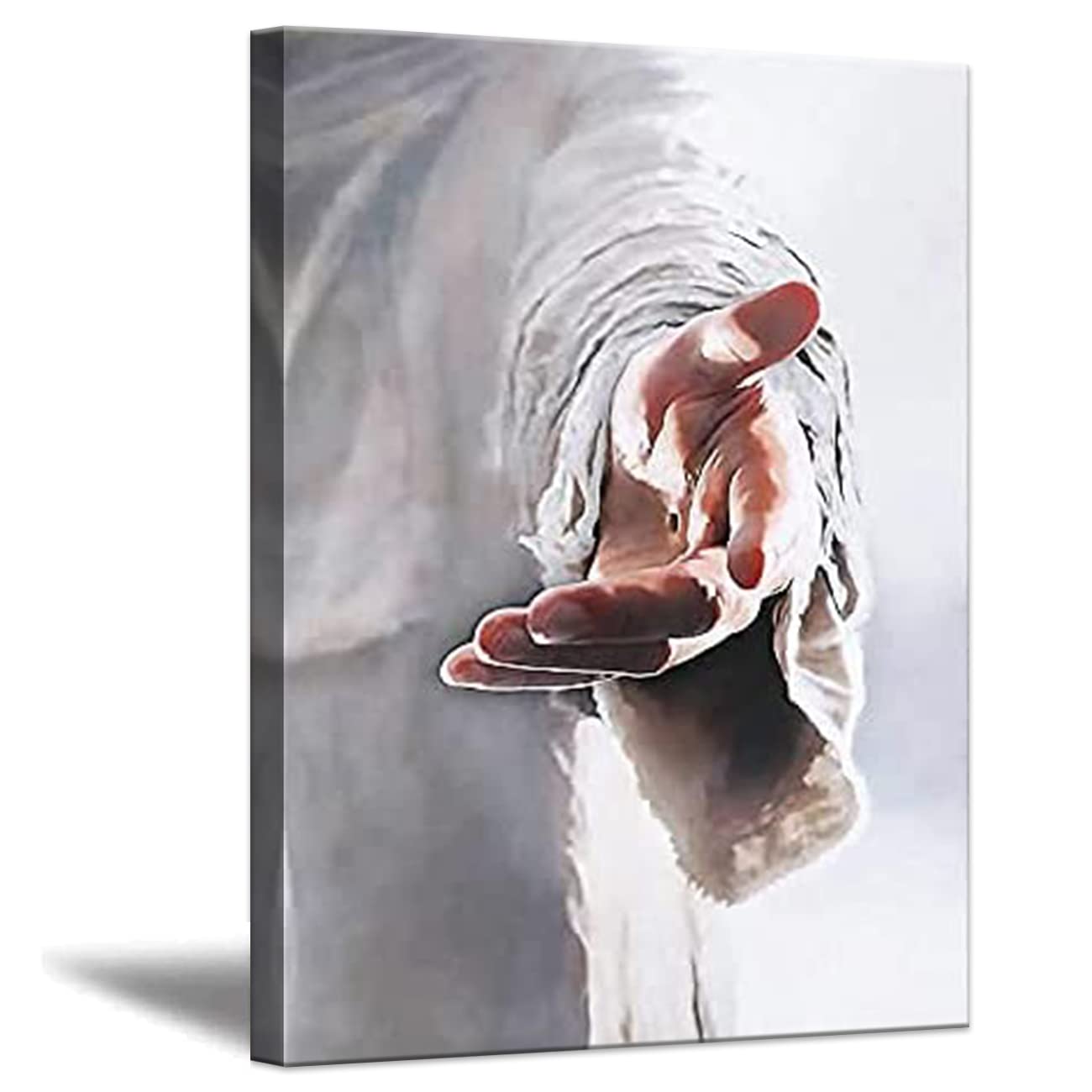 ZHONGYUTONG Jesus Canvas Wall Art Give Me Your Hand Christian Posters Religious Print Oil Painting Nordic Style Picture Home Decor (12''x18'' (30x45cm), Framed)