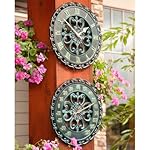 Rustic Antique Outdoor Wall Clock and Thermometer Set of 2 -Copper Finish 14