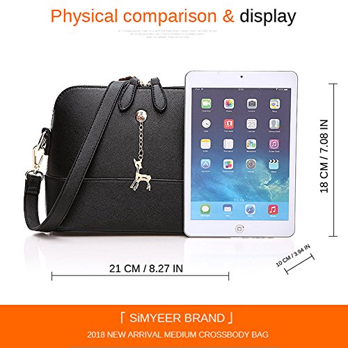 SiMYEER Stylish Crossbody Bags Shoulder Bag Purses for Women Small Ladies Handbags Messenger Bags (Black 2) - Thumbnail 3