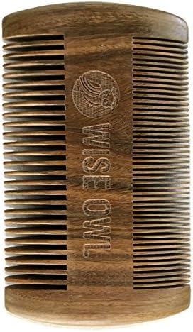 BEARD COMB, Wise Owl | TQ-LLQS-QNIY | Crafted Quality 100% Sandalwood Men's Grooming Tool | Optimal Pocket Size | Anti-Static &amp; Hypoallergenic | Dual-Action | Environmentally Friendly
