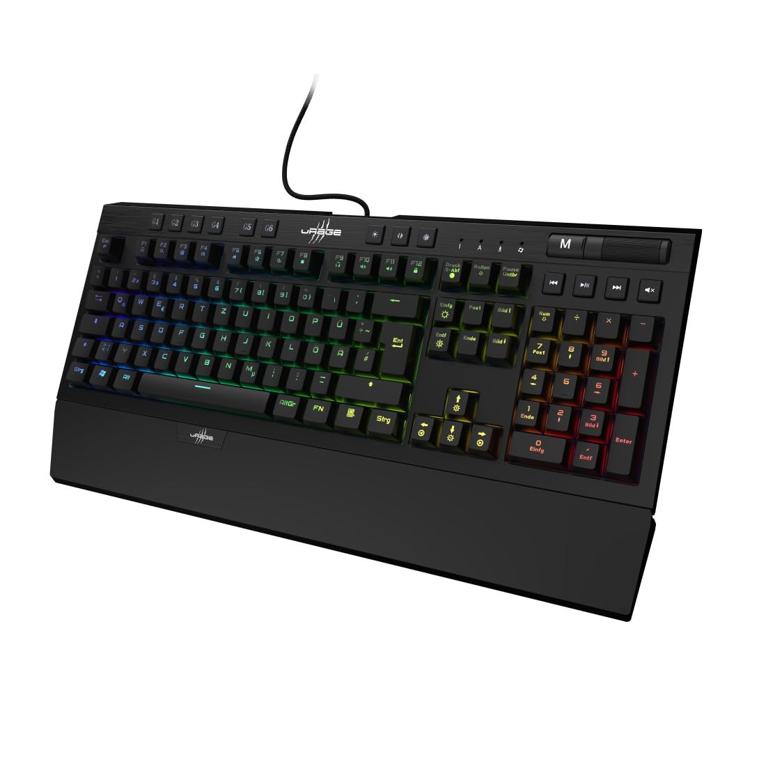 uRage Gaming Tastatur "Exodus 900 Mechanical" QWERTZ (Gamer Keyboard, mechanisch, taktile Switches braun, lautlos, DE Layout, Anti-Ghosting, RGB beleuchtete Tasten, Handballenauflage, Kabel) schwarz 3