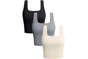 OQQ Women's 3 Piece Tank Tops Ribbed Seamless Workout Exercise Shirts 2025 Summer Basic Camis