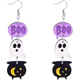 ANGLEQUEEN Halloween Earrings for Women Goth Ghost Drop Dangle Earrings Punk Pumpkin Earring Witch Earring Halloween Costume Jewelry Accessories Emo Accessories
