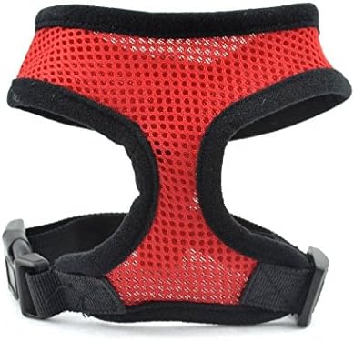 WZYuan Pet Puppy Dog Cat No Pull Tug Collar Harness Safe Control Easy Soft Mesh Nylon Adjustable Vest Walking Harness (Small, Red)