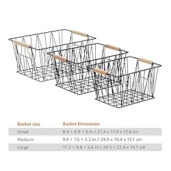 Amazon Basics Rectangular Wire Storage Baskets, Set