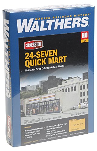 Walthers, Inc. Seven Quick Mart Kit, 7-1/8 X 5-3/8 X 2-5/8" 18 X 13.6 X 6.6cm