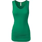 EIMIN Women's V-Neck Cami Sleeveless Stretch Comfy Shirring Tank Top (S-3XL)
