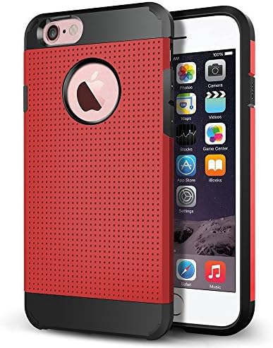 iPhone 6 Plus Case, iPhone 6s Plus Case, LOEV Dual Layer Heavy Duty Protective Case, [Dot Design] Tough Rugged PC Armor &amp; Shockproof Rubber Bumper Cover for Apple iPhone 6/6s Plus 5.5" - Red