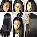 Human Hair Lace Front Wigs Pre Plucked Virgin Brazilian Human Hair Wigs for Black Women Silky Straight Glueless Lace Front Wig with Baby Hair Straight Human Hair Wig Bleached Knots 1B 180% Density 14