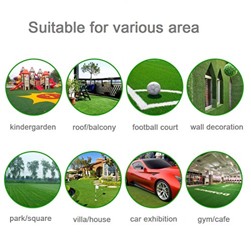 MCY 35mm Pile Height 4 Tone Blades Outdoor Artificial Grass Lawn High Density Synthetic Fake Turf for Garden Backyard Patio 3.3ft x 5ft - Thumbnail 3