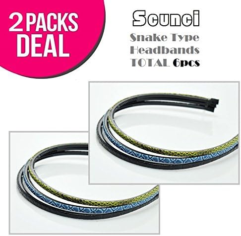 SCUNCI Snake Type Headbands 3Pcs (2-PACK, BLACK)