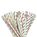 eBoot Paper Drinking Straws for Birthdays, Weddings, Christmas, Celebrations and Parties, Gold, Green and Orange, 100 Pieces