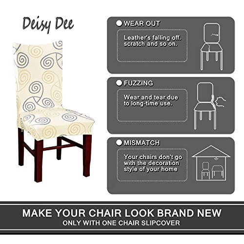 Deisy Dee Stretch Chair Cover Removable Washable for Hotel Dining Room Ceremony Chair Slipcovers Pack of 6 (C) - Thumbnail 2