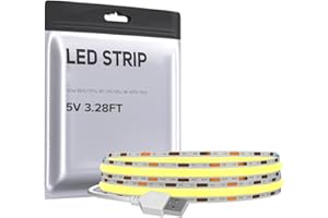 COB LED Strip Lights USB Powered DC5V 3.28FT 320LEDs White 2700K 8mm Width High CRI 90+ 5V 7W/m Flexible High Density for TV 
