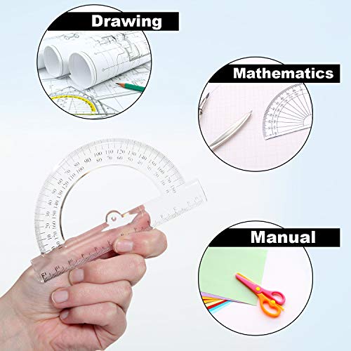 Yizerel 3 Pack Protractor Set, Professional & Precision Plastic Clear