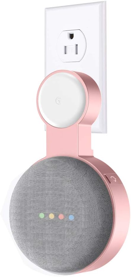Google Home Mini Wall Mount- Molitececool Cable Management Outlet for Google Home Mini Voice Assistant Speaker Rose Gold