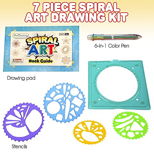 ArtCreativity Spiral Drawing Art Set for Kids 7 Piece Kit Includes