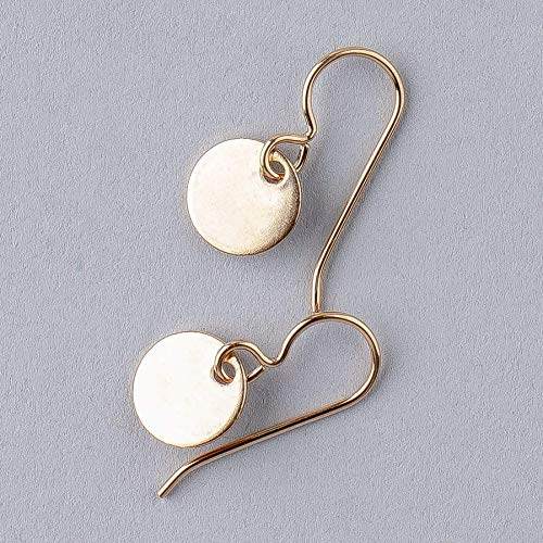 Round Circle Disc dangle drop Earrings in 14K Yellow Gold Fill