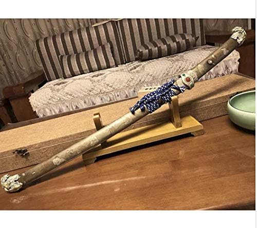 Double Lion Pure Copper Katana Straight Blade Sword Damascus Folded Steel Hand-Made Very Sharp Japanese Samurai Sword Katana