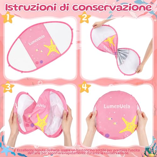 IEEILULU Salvagente Neonato, Ciambella Neonato Mare con Parasole Olare Rimovibile UPF50+, Salvagente Bambino con Adesivo di Riparazione per Piscina, Spiaggia, Vacanze da 6 a 36 Mesi
