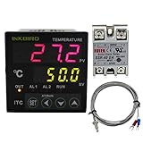 Inkbird Dual Digital PID Temperature Controller 2 Omron Relay Thermostat 110-240V ITC-100VH + 40A SSR + K Sensor