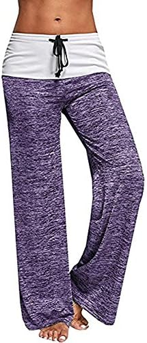 Aumadro Women’s High Elastic waisted Loose Wide Leg Fold Over Yoga Palazzo Pants