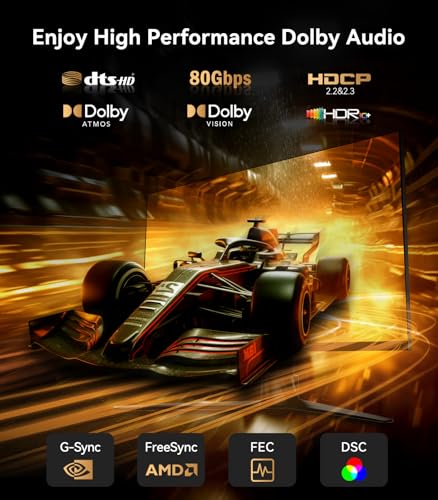 Sniokco 80Gbps DisplayPort Cable 2.1 3M, 16K DP Cable 16K@60Hz 8K@240Hz 4K@540Hz 360Hz 240Hz Compatible with HDR HDCP 2.3 DSC FreeSync G-Sync Monitor Graphics RTX 5090 4090 PC HDTV