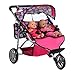 Exquisite Buggy, Twin Doll Jogger Stroller Diaper Bag a Carriage Bag 2 Free Magic Bottles Included (Fits Bitty Twins Dolls ) (Flower)