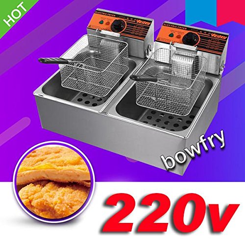 Click Here to See More Images FidgetKute 220V Electric Countertop Deep Fryer Double cylinder 5.5Lx2