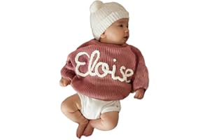 Personalized Baby Sweater, Custom Hand-Embroidered Name Monogram, Baby Knit Sweater, Crochet Sweater, Toddler Gift for Baby S