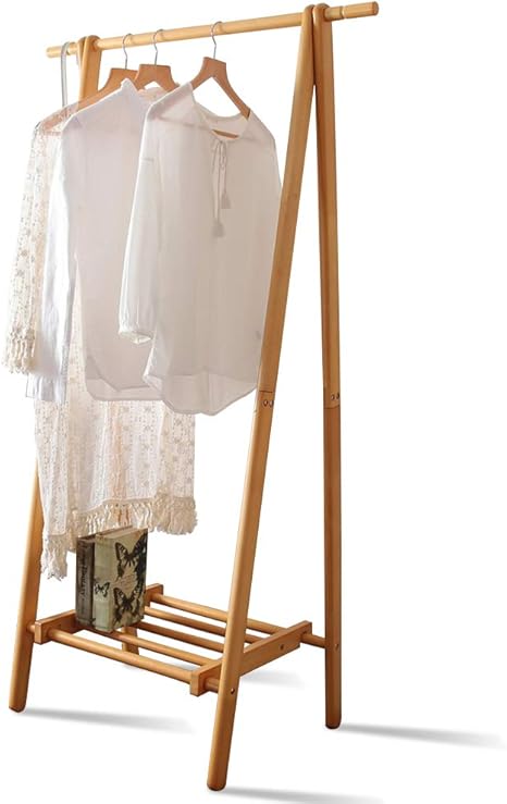 Amazon Co Jp アイリスプラザ ハンガーラック ナチュラル 幅80 奥行45 高さ147 8cm 木製 ホーム キッチン