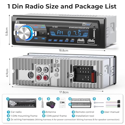 Car Stereo, CENXINY Car Radio Bluetooth Handsfree Calling Single Din Car Radio MP3/USB/SD/AUX/Compatible with Android and iOS