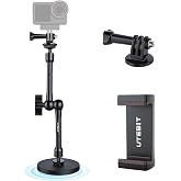 UTEBIT Magnetic Camera Mount, Action Camera Mount Adapter with Phone Holder | 88mm Strong Magnetic Base with 11 inch Magic Arm, Compatible with GoPro Hero 13/12, Insta 360, DJI OSMO Action 4/3, AKASO